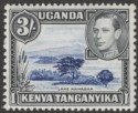 Click for more photos and details Kenya Uganda Tanganyika 1947 KGVI 3sh Dp Violet-Blue + Black p13x11¾ Mint SG147a