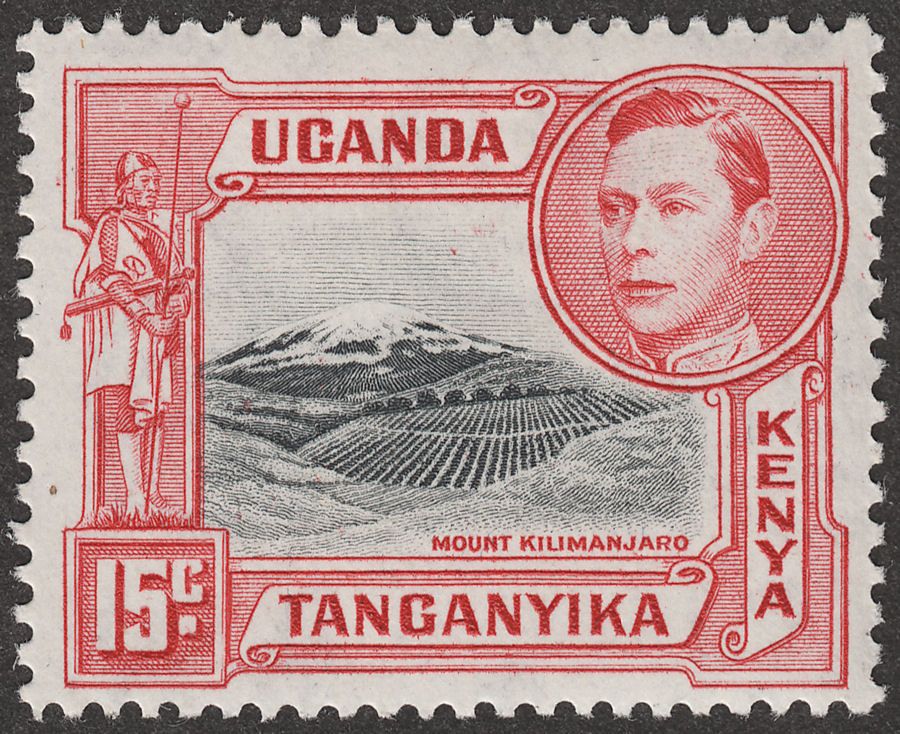 Kenya Uganda Tanganyika 1943 KGVI 15c Black and Rose-Red p13¾ x 13¼ Mint SG137a