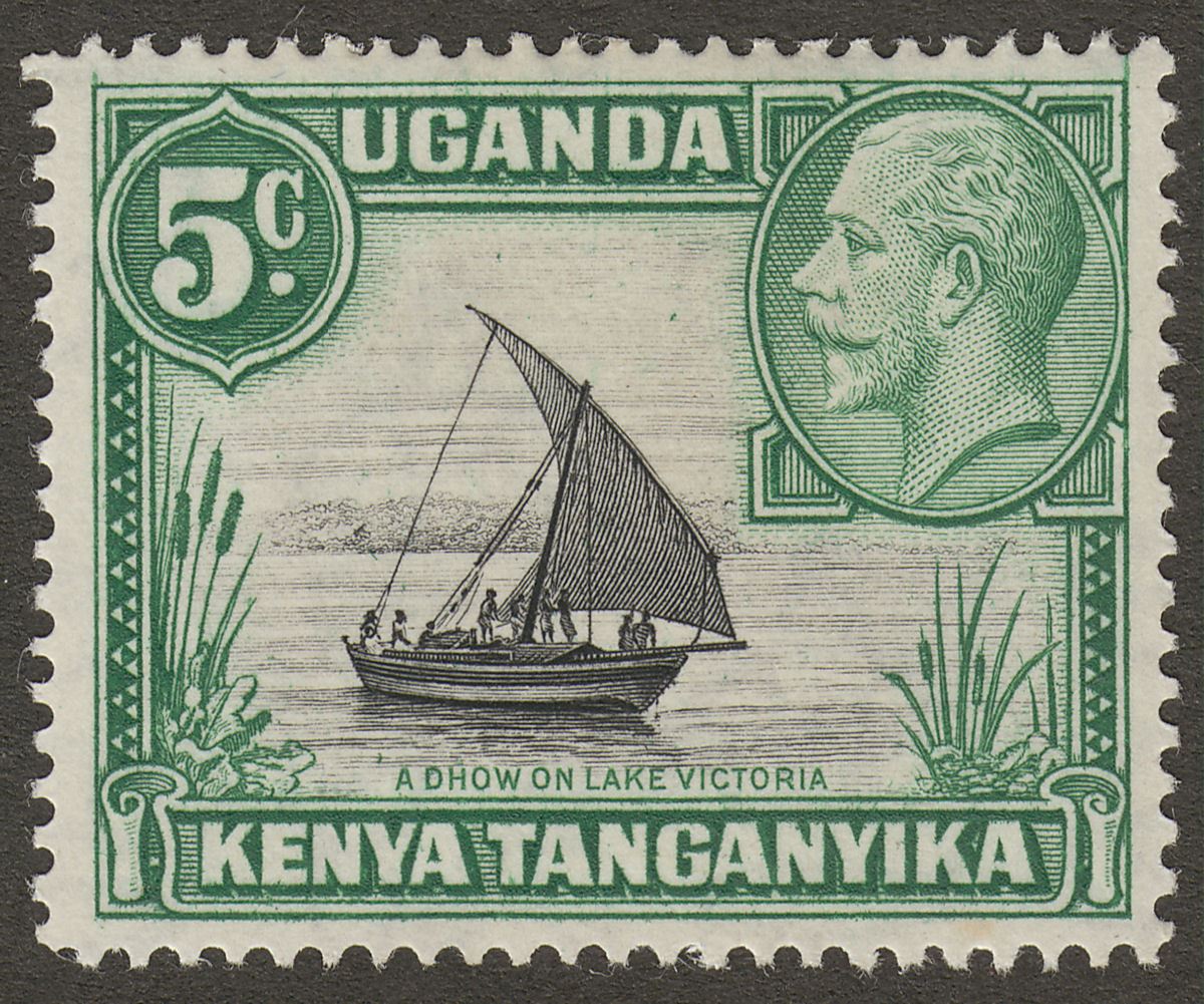 Kenya Uganda Tanganyika 1937 KGV 5c Rope joined to Sail Variety Mint