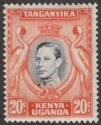 Click for more photos and details Kenya Uganda Tanganyika 1942 KGVI 20c Black and Orange p13¼x13¾ Mint SG139b