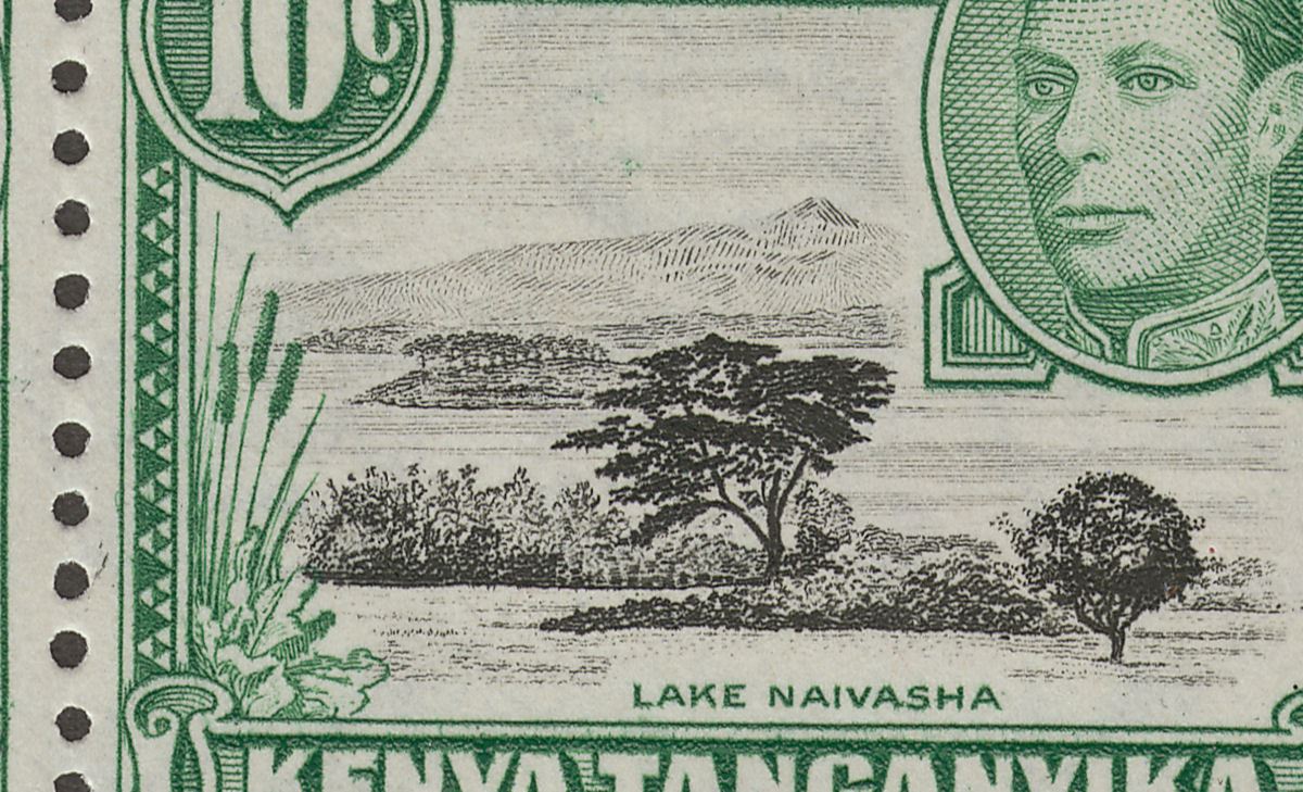 Kenya Uganda Tanganyika 1949 KGVI 10c Block Four Mountain Retouch Mint SG135a