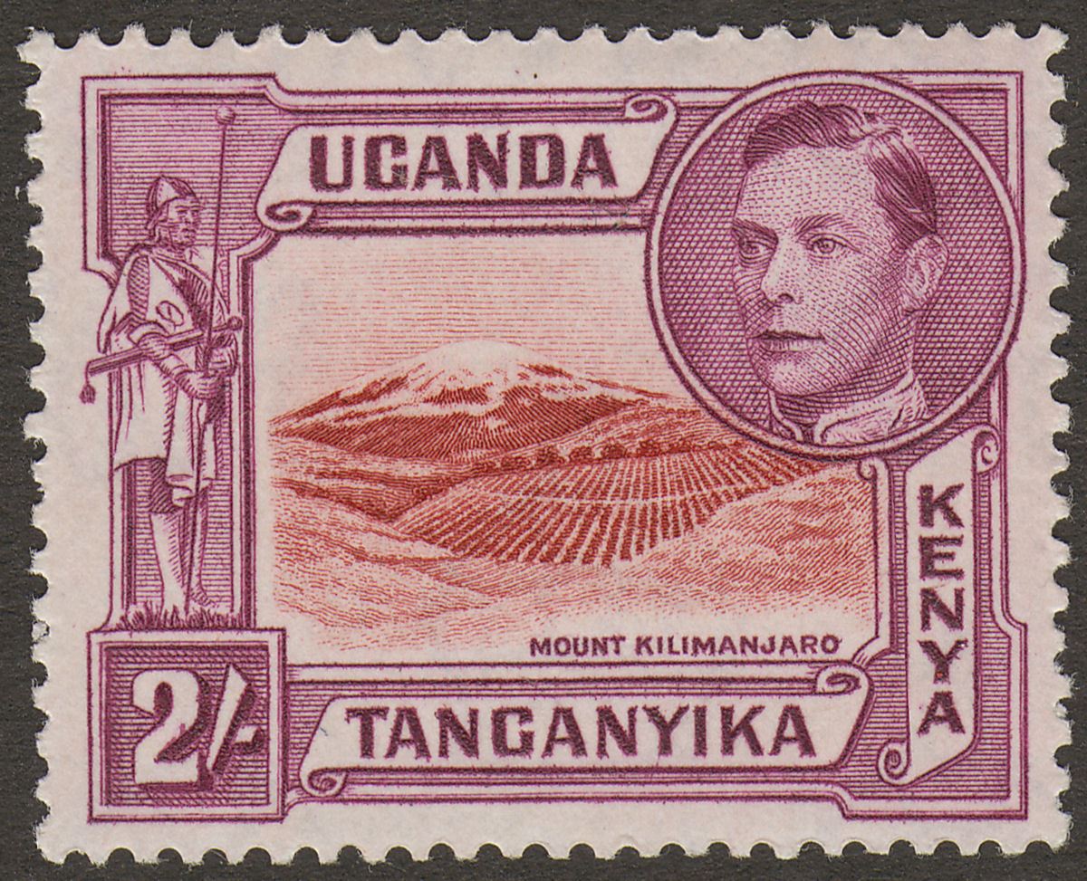 Kenya Uganda Tanganyika 1941 KGVI 2sh Lake-Brown + Brown-Purple p14 Mint SG146a