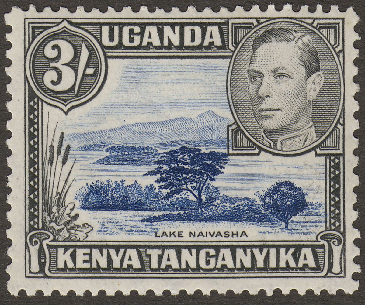 Kenya Uganda Tanganyika 1947 KGVI 3sh Dp Violet-Blue + Black p13x11¾ Mint SG147a