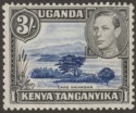 Click for more photos and details Kenya Uganda Tanganyika 1947 KGVI 3sh Dp Violet-Blue + Black p13x11¾ Mint SG147a