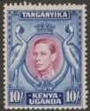 Click for more photos and details Kenya Uganda Tanganyika 1944 KGVI 10sh Purple + Blue p13¼ x 13¾ Mint SG149b c£55