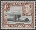 Kenya Uganda Tanganyika 1949 KGVI 1sh Black and Brown p13 x 12½ Mint SG145b