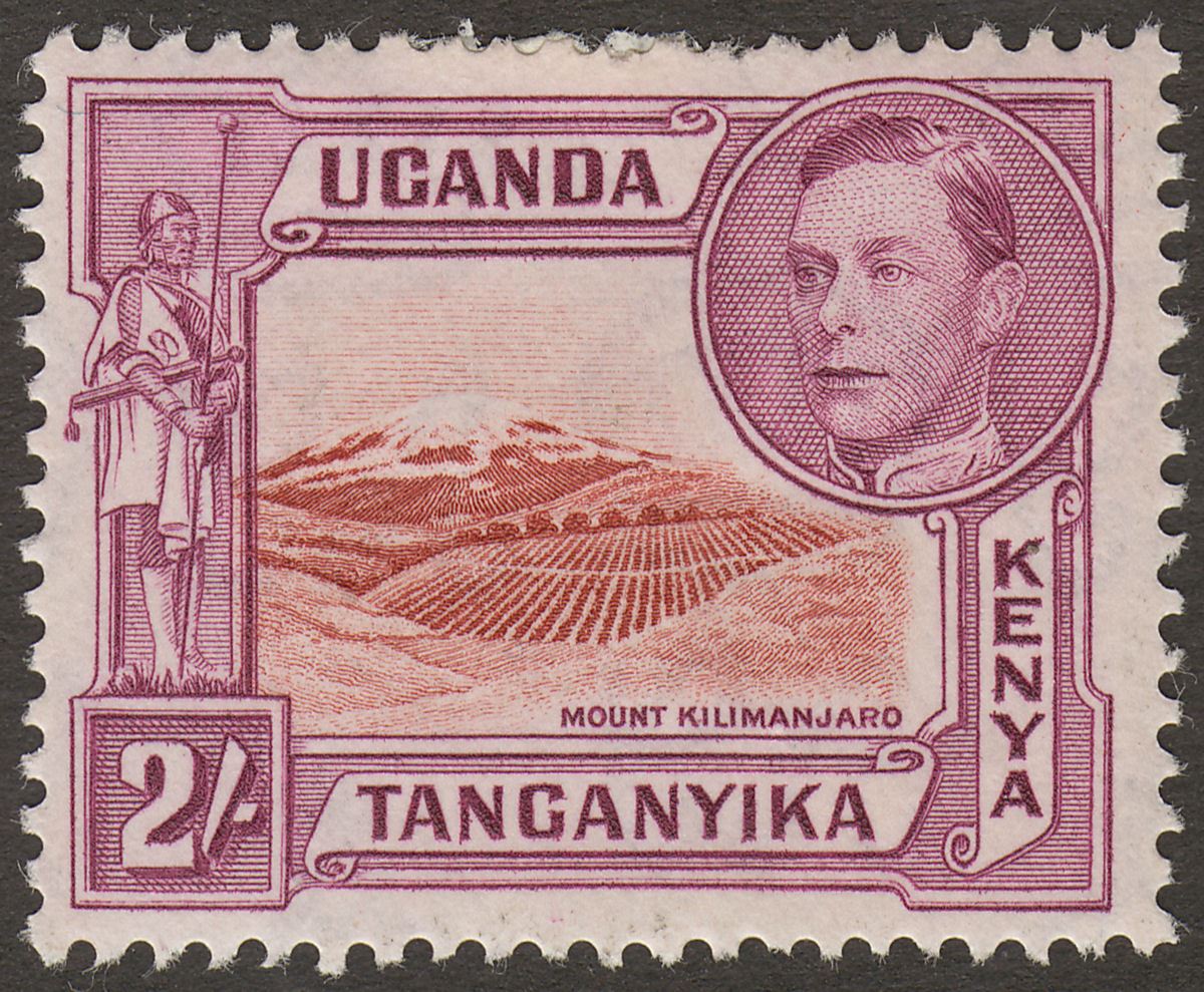 Kenya Uganda Tanganyika 1939 KGVI 2sh Lake-Brown + Dull Purple p13¼ Mint SG146v