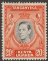 Click for more photos and details Kenya Uganda Tanganyika 1938 KGVI 20c Black and Orange p13¼ Mint SG139 cat £42