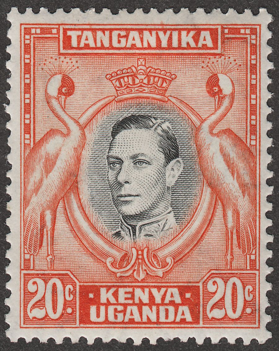 Kenya Uganda Tanganyika 1938 KGVI 20c Black and Orange p13¼ Mint SG139