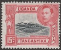 Click for more photos and details Kenya Uganda Tanganyika 1938 KGVI 15c Black and Rose-Red p13¼ Mint SG137