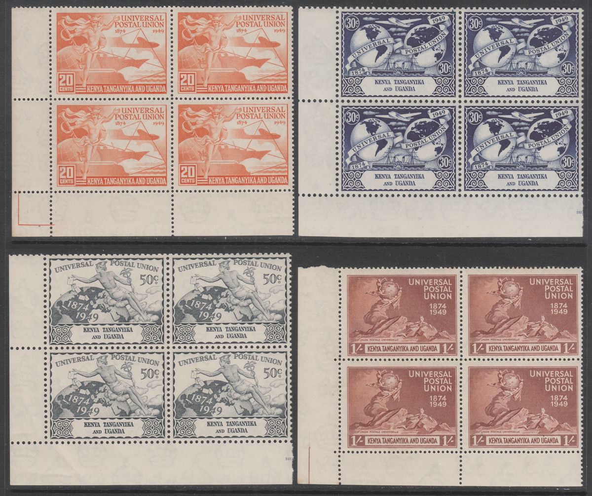 Kenya Uganda Tanganyika 1949 KGVI 75th Anniv of UPU Block Set Mint SG159-162