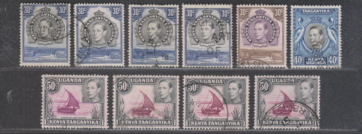 Kenya Uganda Tanganyika 1938-54 KGVI Set to 50c with Shades Used SG131-144ea
