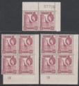 Click for more photos and details Kenya Uganda Tanganyika 1954 QEII 50c Sheet No / Plate No Blocks of 4 Mint SG173