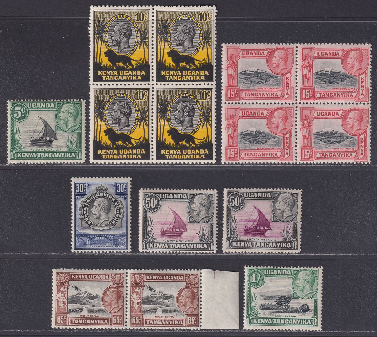 Kenya Uganda Tanganyika 1935 King George V Part Set to 1sh Mint