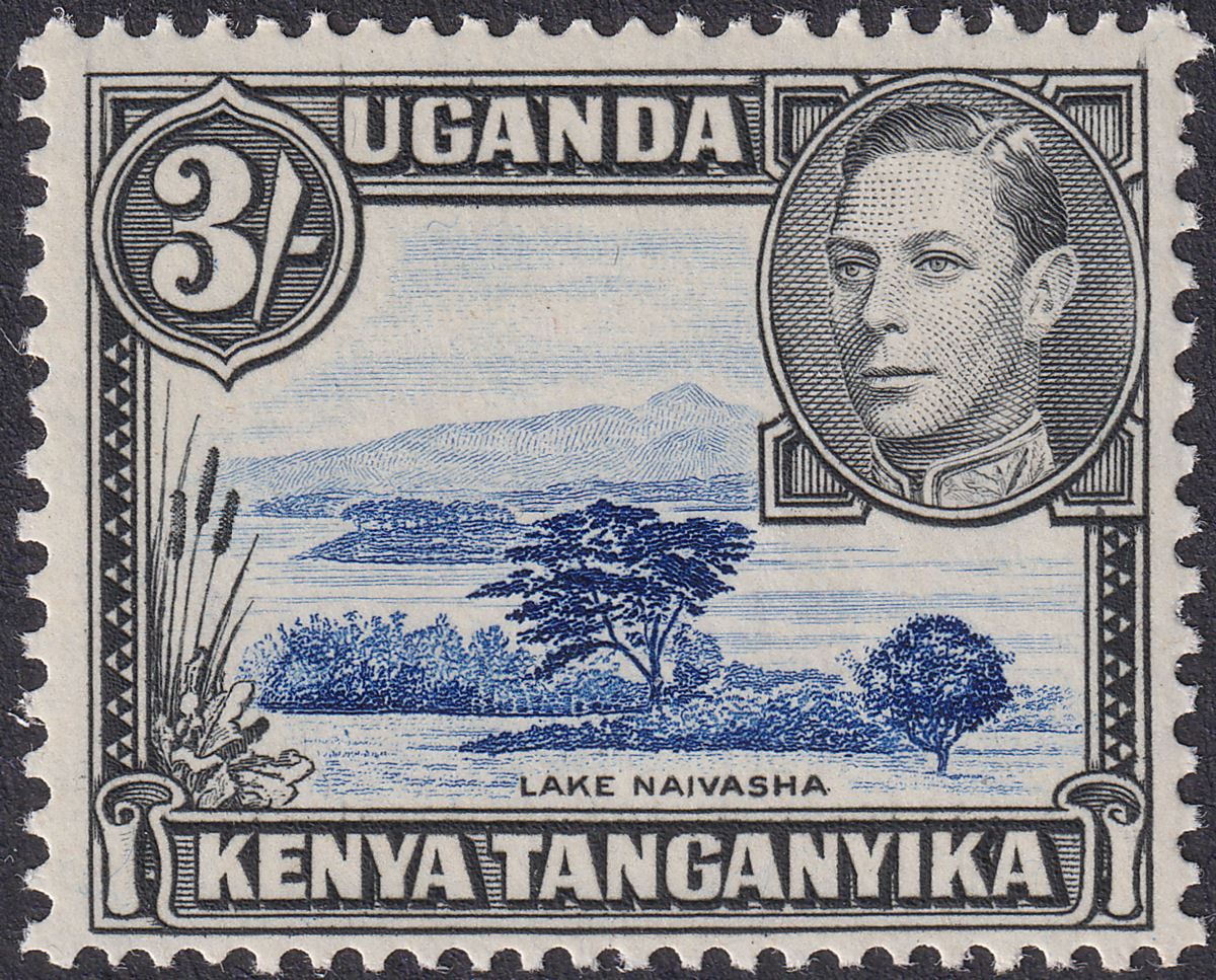 Kenya Uganda Tanganyika 1947 KGVI 3sh Dp Viol-Blue + Blk p13x11¾ Mint SG147a £85