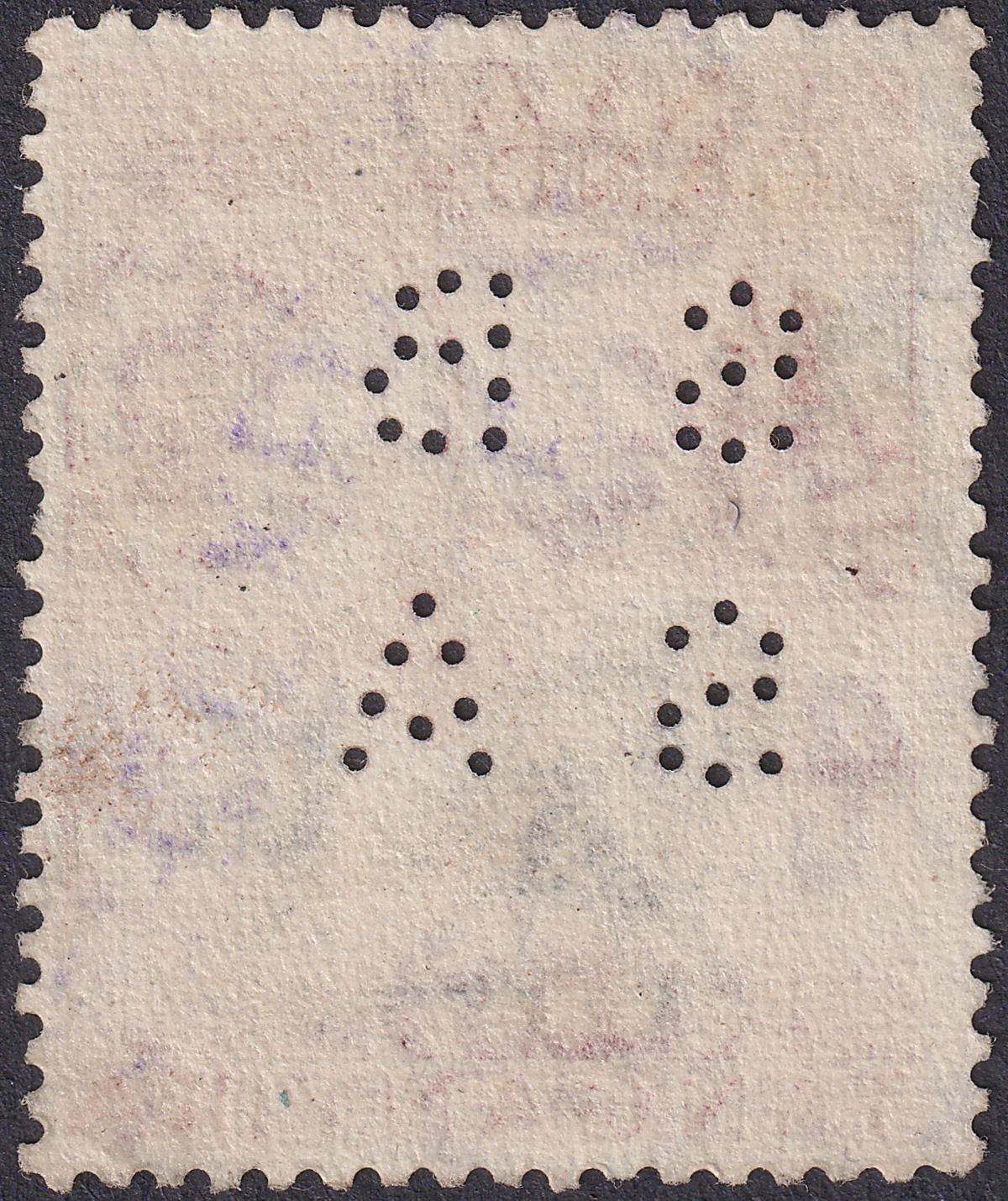 KUT 1954 QEII Uganda Revenue Overprint 1sh Black + Claret SBSA Perfin Used BF143