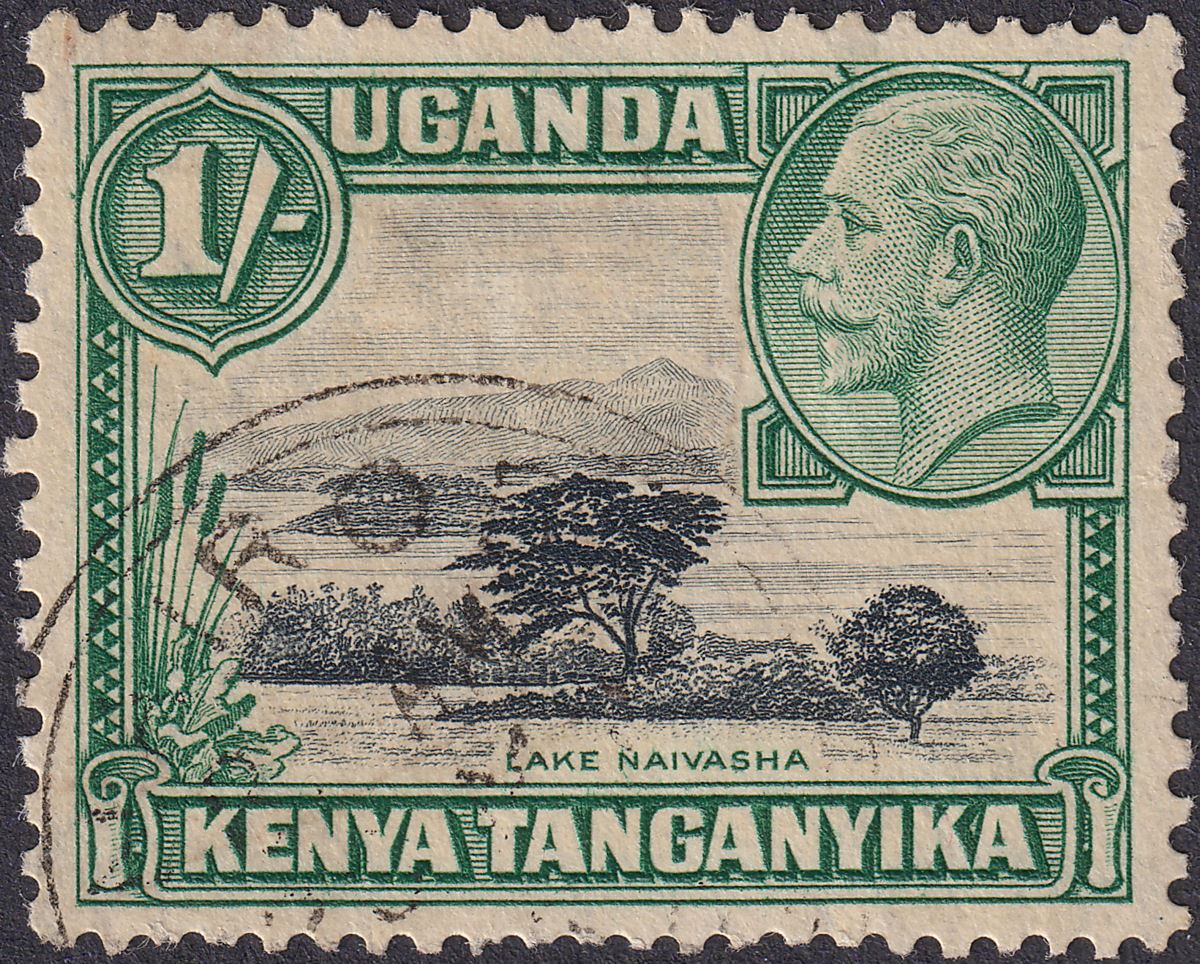 Kenya Uganda Tanganyika 1936 KGV 1sh Black + Green p13x12 Used SG118b c£140 TONE
