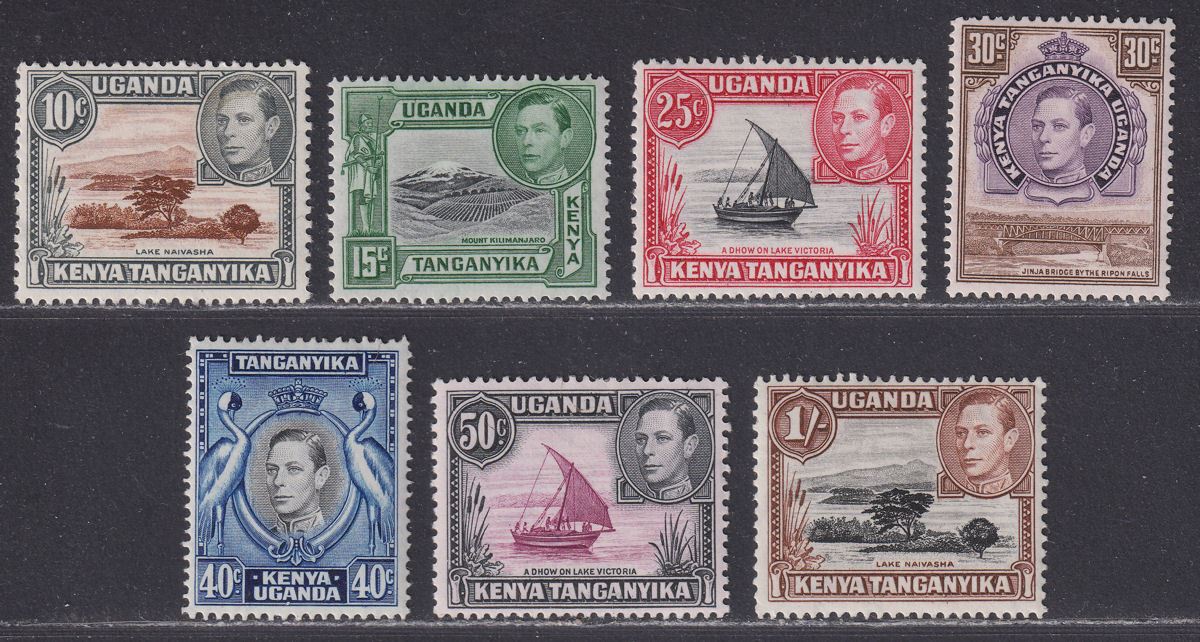 Kenya Uganda Tanganyika 1949-52 KGVI Part Set to 1sh Mint