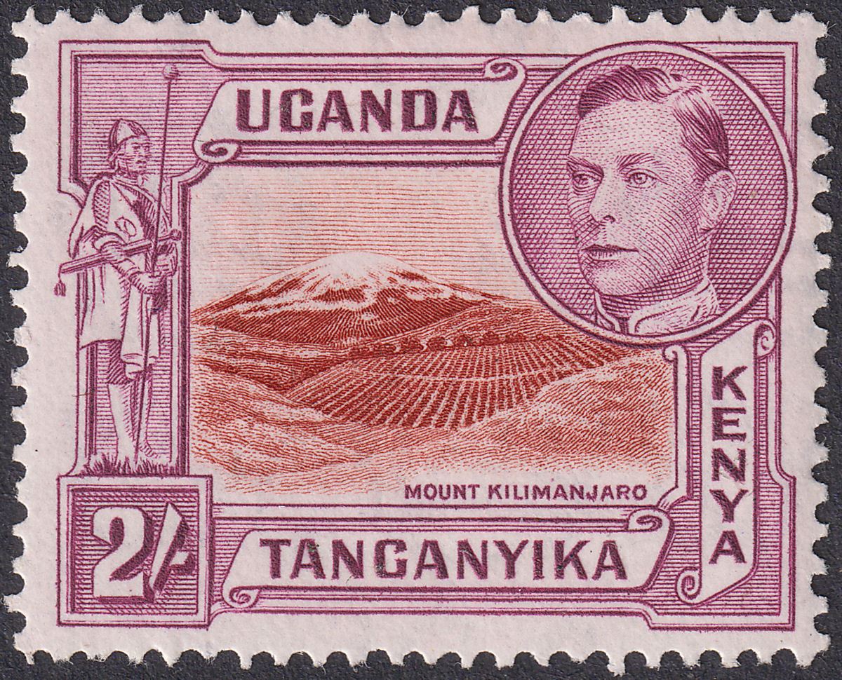 Kenya Uganda Tanganyika 1944 KGVI 2sh Lake-Brn + Brn-Purple p13¾x13¼ Mint SG146b