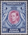 Click for more photos and details Kenya Uganda Tanganyika 1944 KGVI 10sh Purple + Blue p13¼x13¾ Mint SG149b c£65