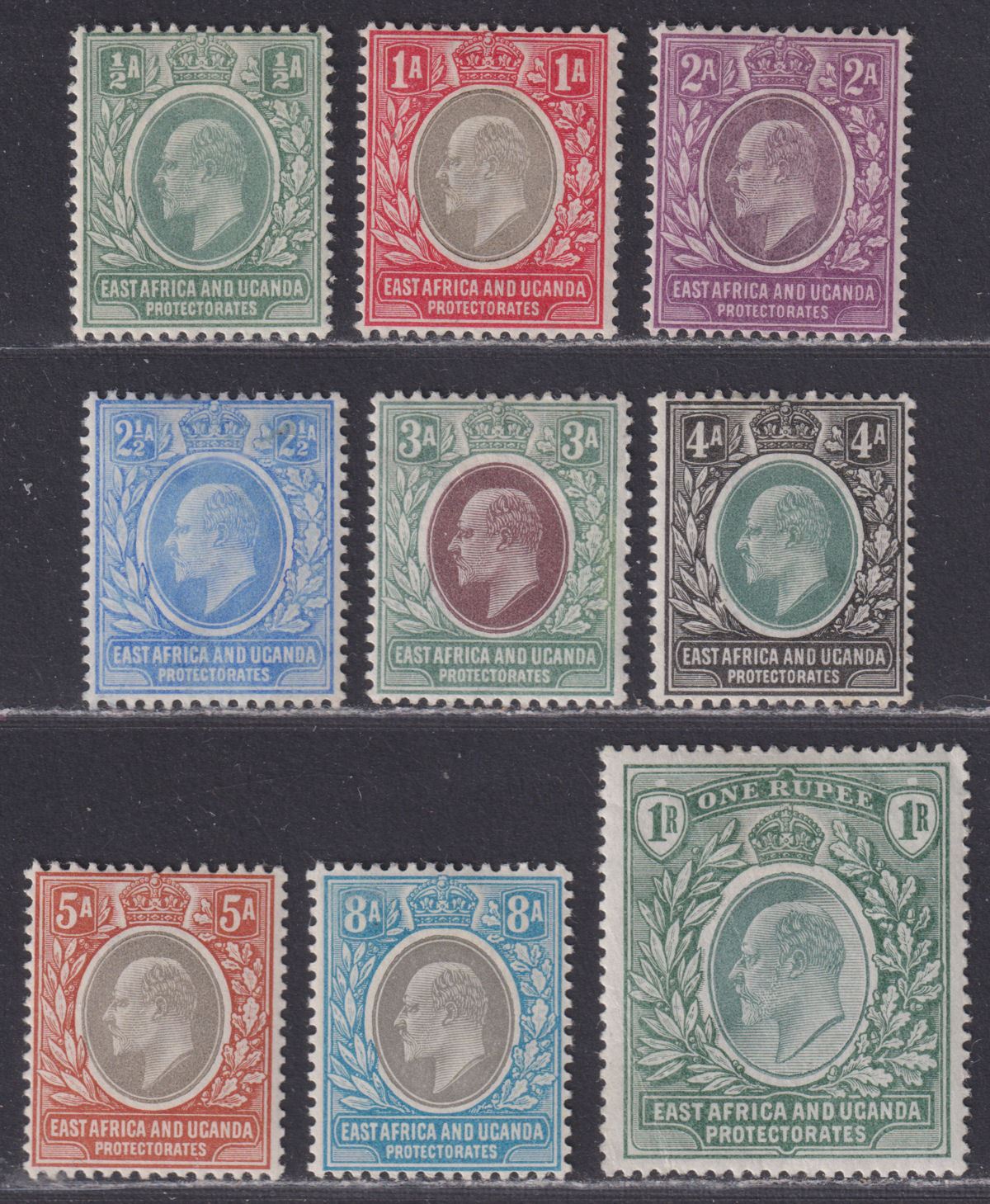 East Africa Uganda 1903 KEVII Part Set to 1r Mint