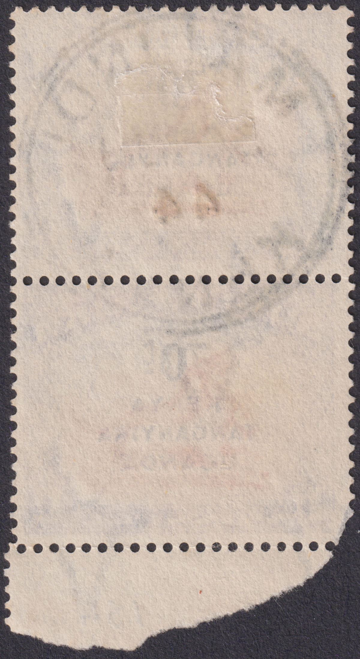 Kenya Uganda Tanganyika 1942 KGVI 70c Surch Pair Crescent Moon Flaw Used SG154a