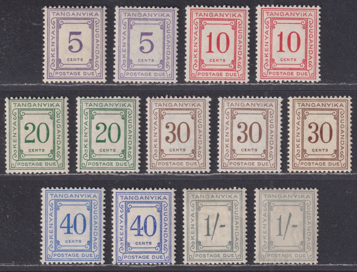 Kenya Uganda Tanganyika 1935-60 KGV Postage Due Set Mint SGD7-D12 cat £23++