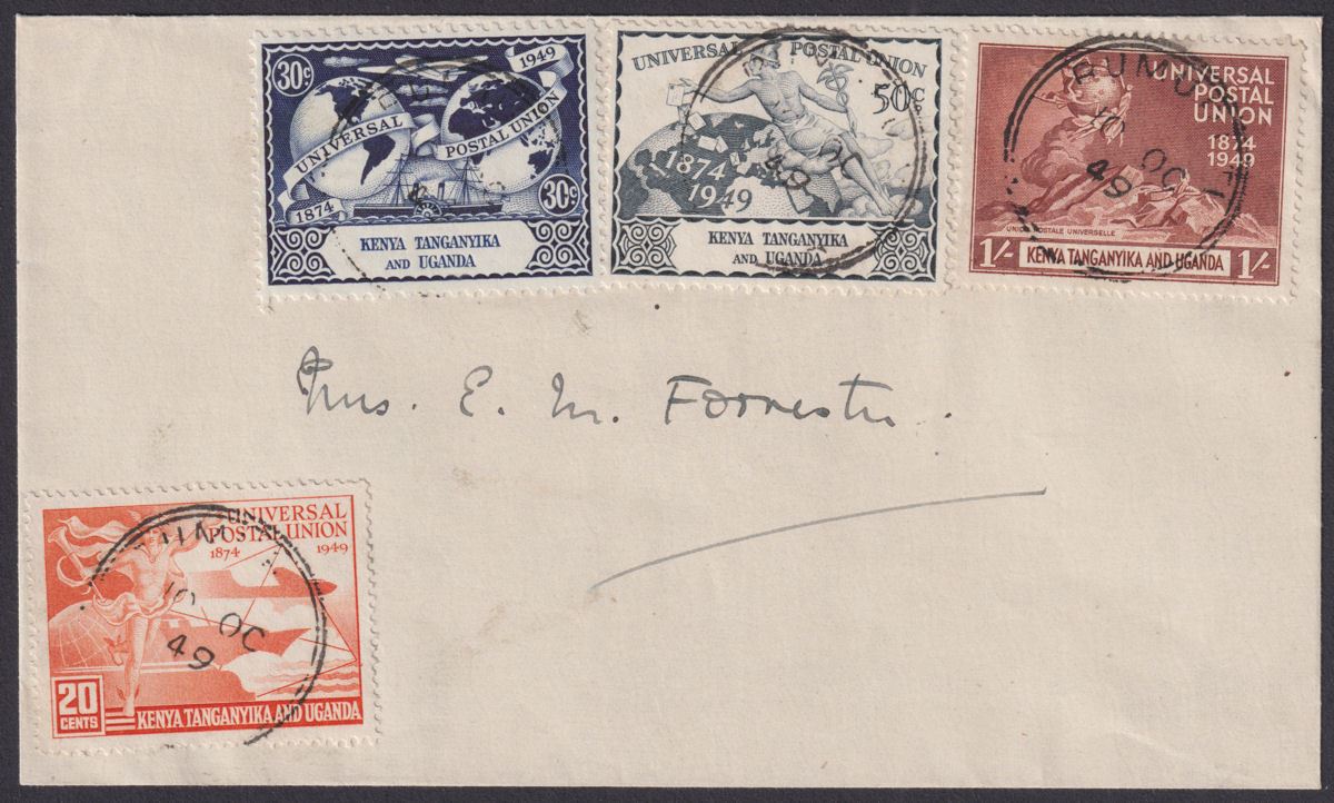 Kenya Uganda Tanganyika 1949 KGVI 75th Anniv UPU First Day Cover RUMURUTI Pmk