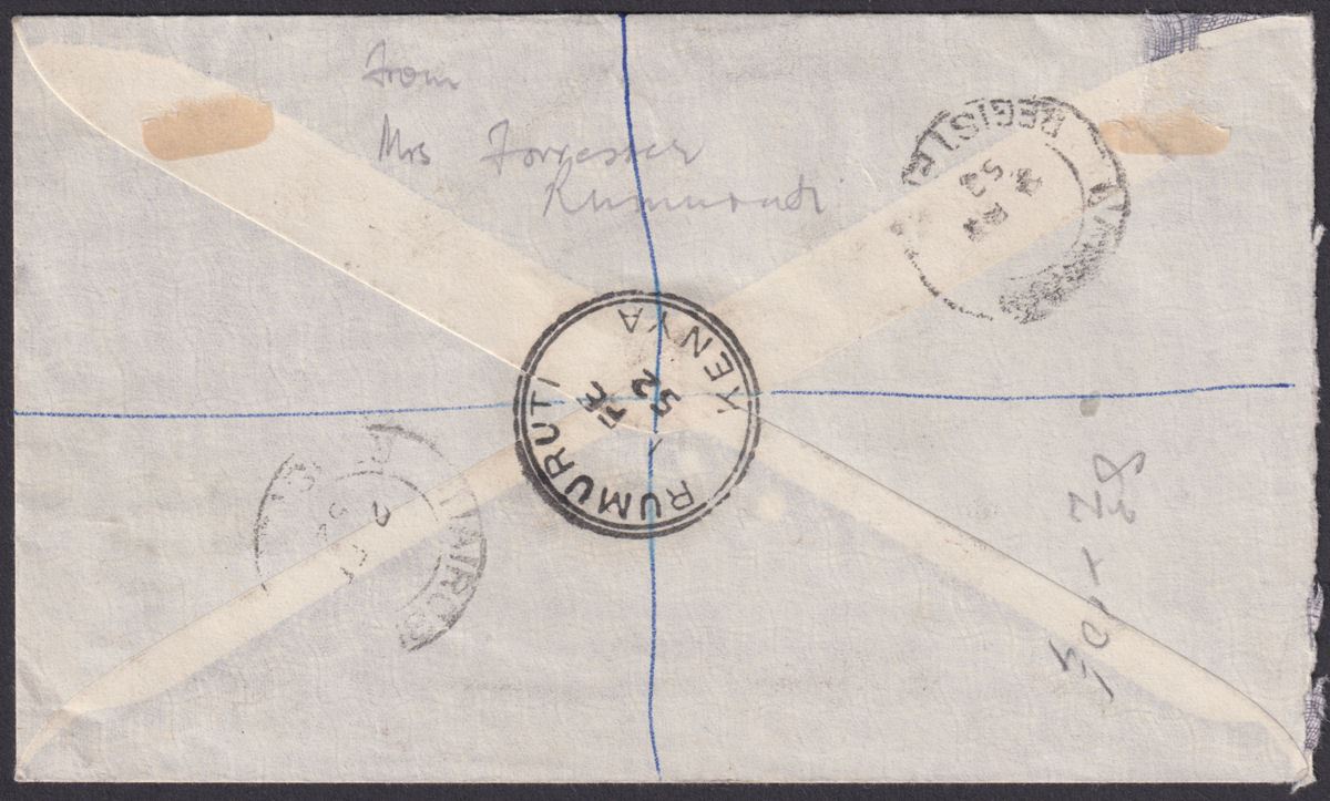 Kenya Uganda Tanganyika 1952 KGVI Royal Visit Regd First Day Cover RUMURUTI Pmk