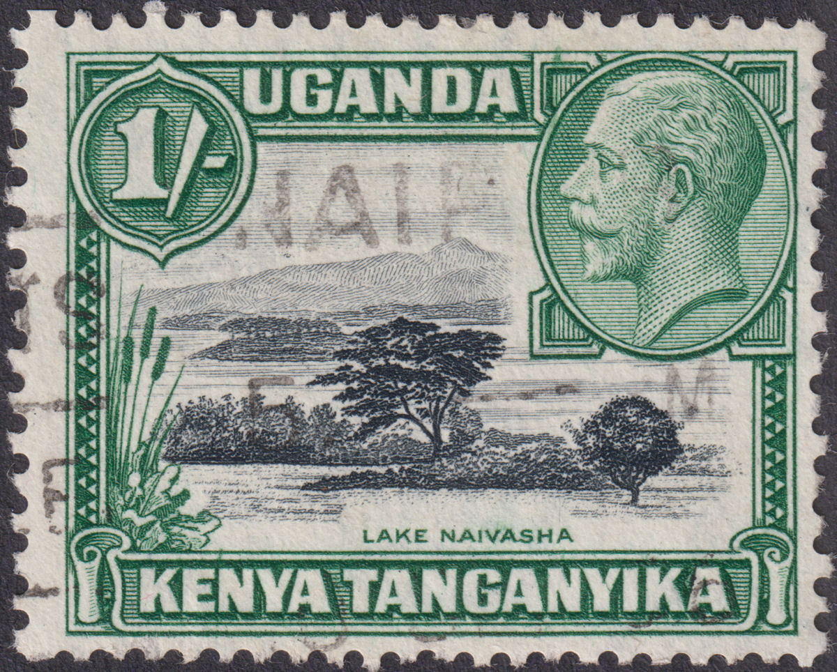 Kenya Uganda Tanganyika 1936 KGV 1sh Black + Green p13x12 Used SG118b cat £140