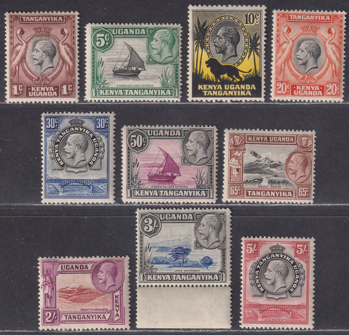 Kenya Uganda Tanganyika 1935 King George V Part Set to 5sh Mint