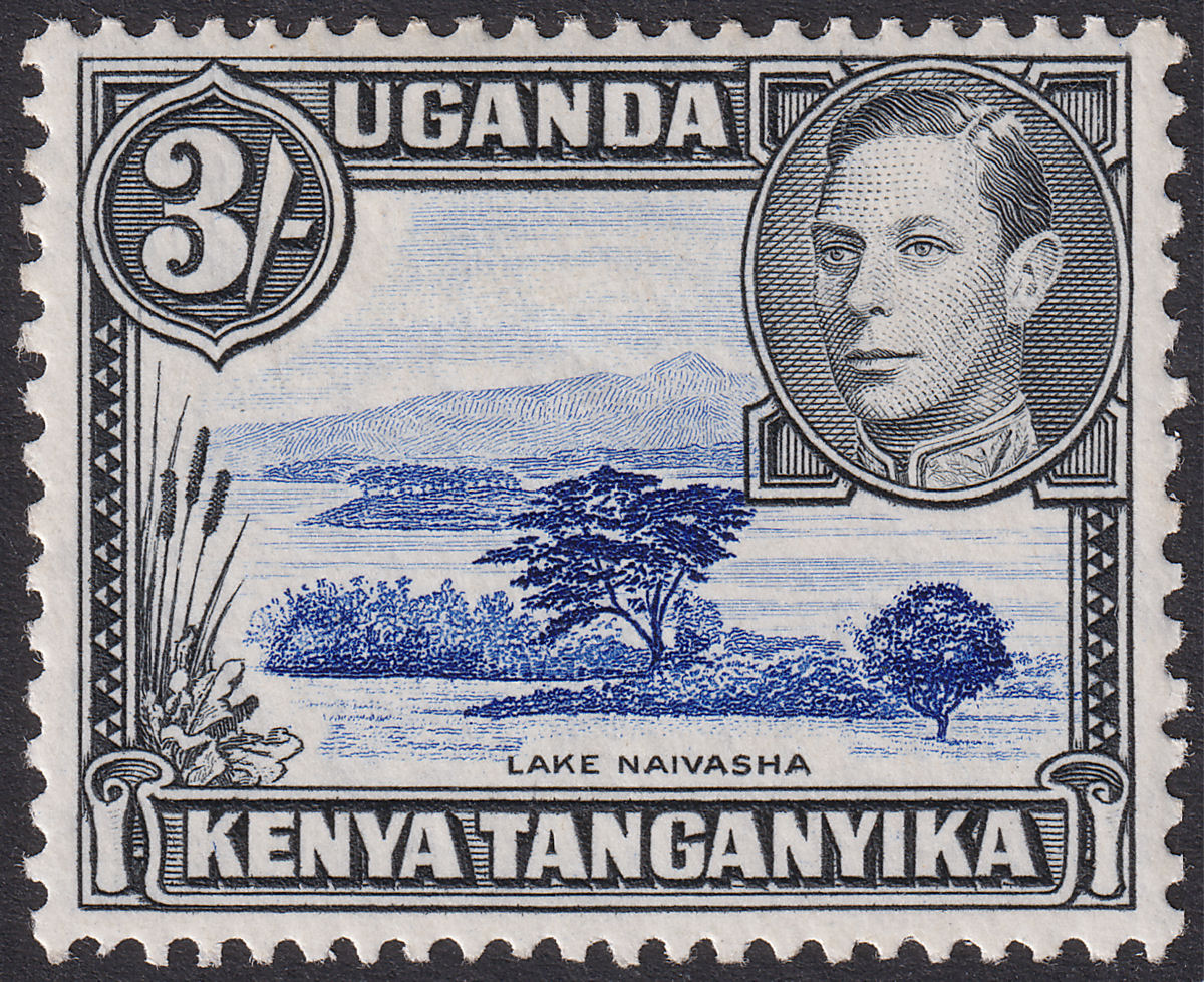Kenya Uganda Tanganyika 1947 KGVI 3sh Dp Violet-Blue + Black p13x11¾ Mint SG147a