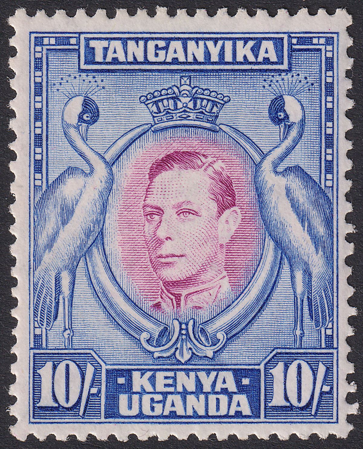 Kenya Uganda Tanganyika 1938 KGVI 10sh Purple and Blue p13¼ Mint SG149 cat £150