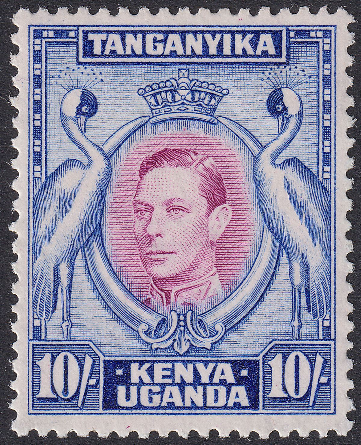 Kenya Uganda Tanganyika 1938 KGVI 10sh Purple and Blue p13¼ Mint SG149