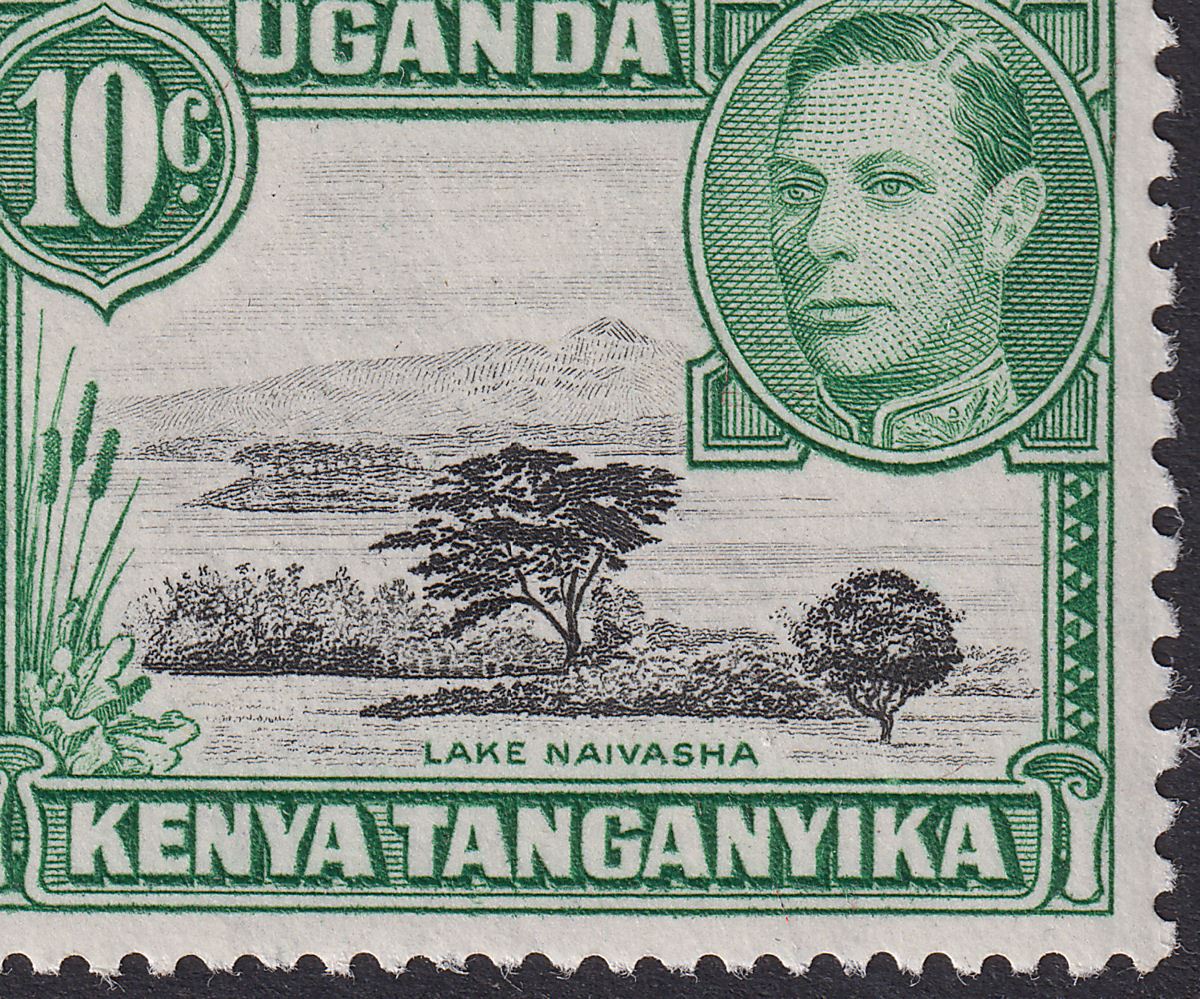 Kenya Uganda Tanganyika 1949 KGVI 10c Block w Mountain Retouch Mint SG135a c£110