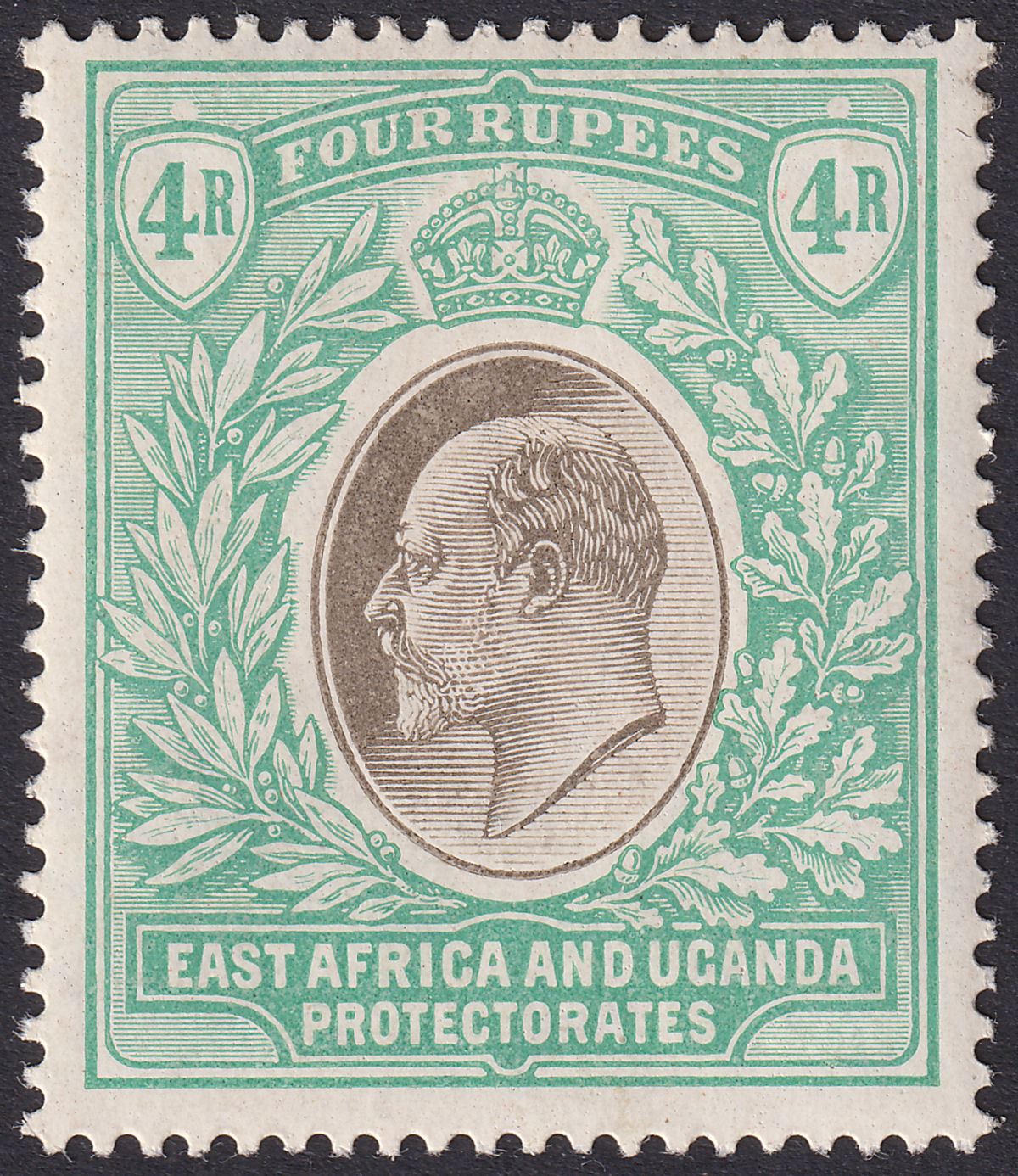 East Africa Uganda 1907 KEVII 4r Grey and Emerald-Green Mint SG29 cat £180