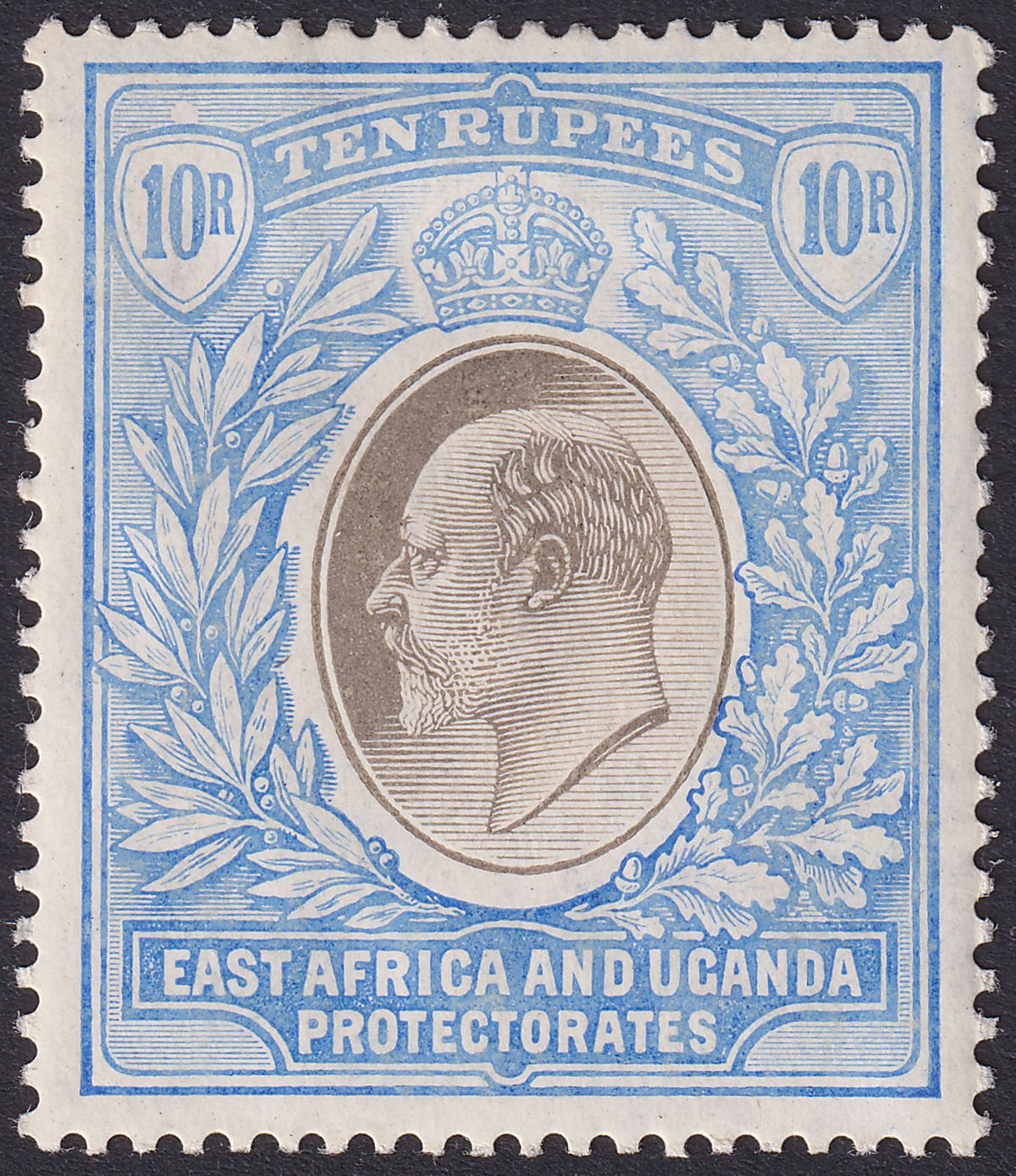 East Africa Uganda 1907 KEVII 10r Grey and Ultramarine Mint SG31 cat £450