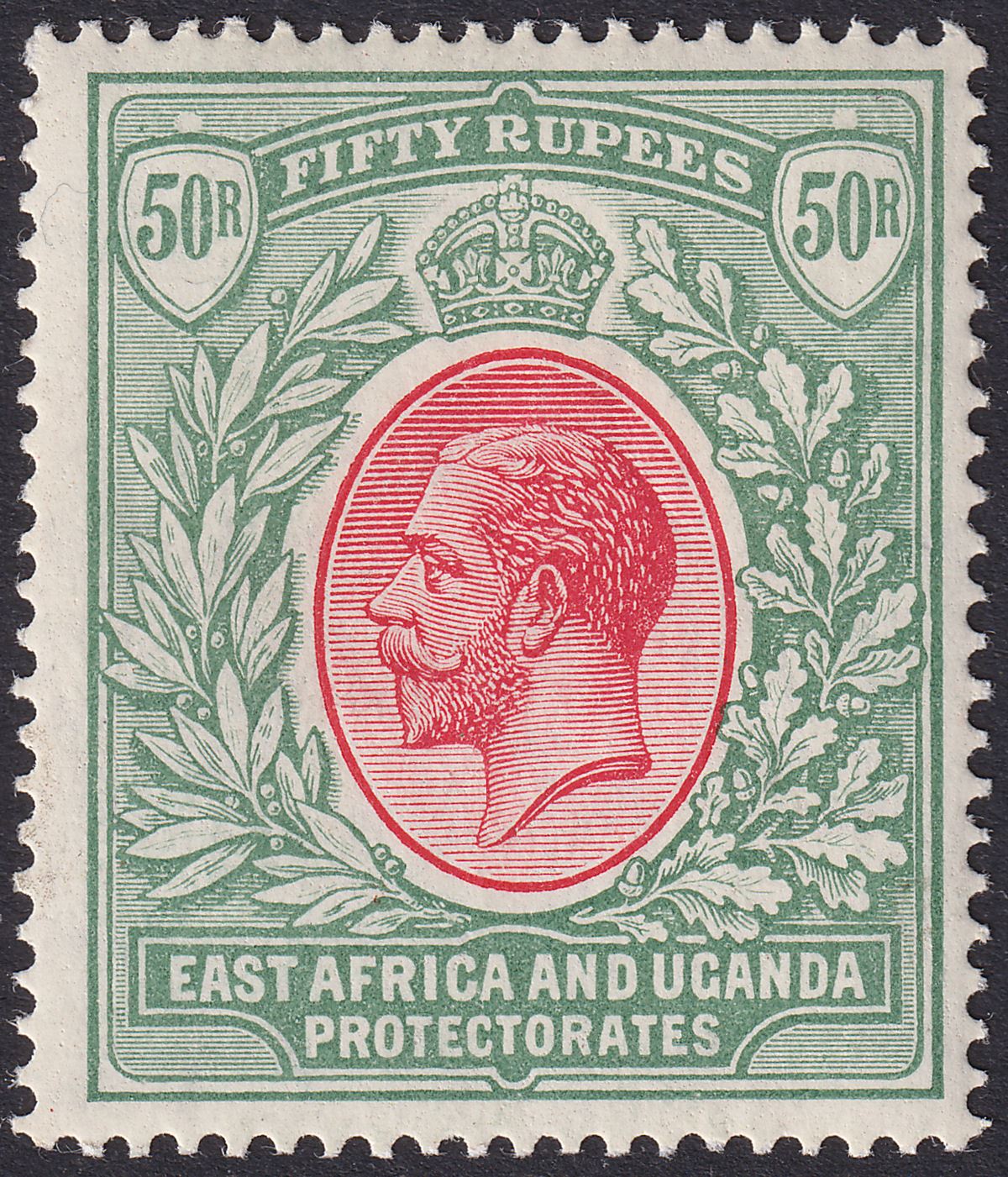 East Africa Uganda 1912 KGV 50r Dull Rose-Red + Greyish Green Mint SG61 cat £900