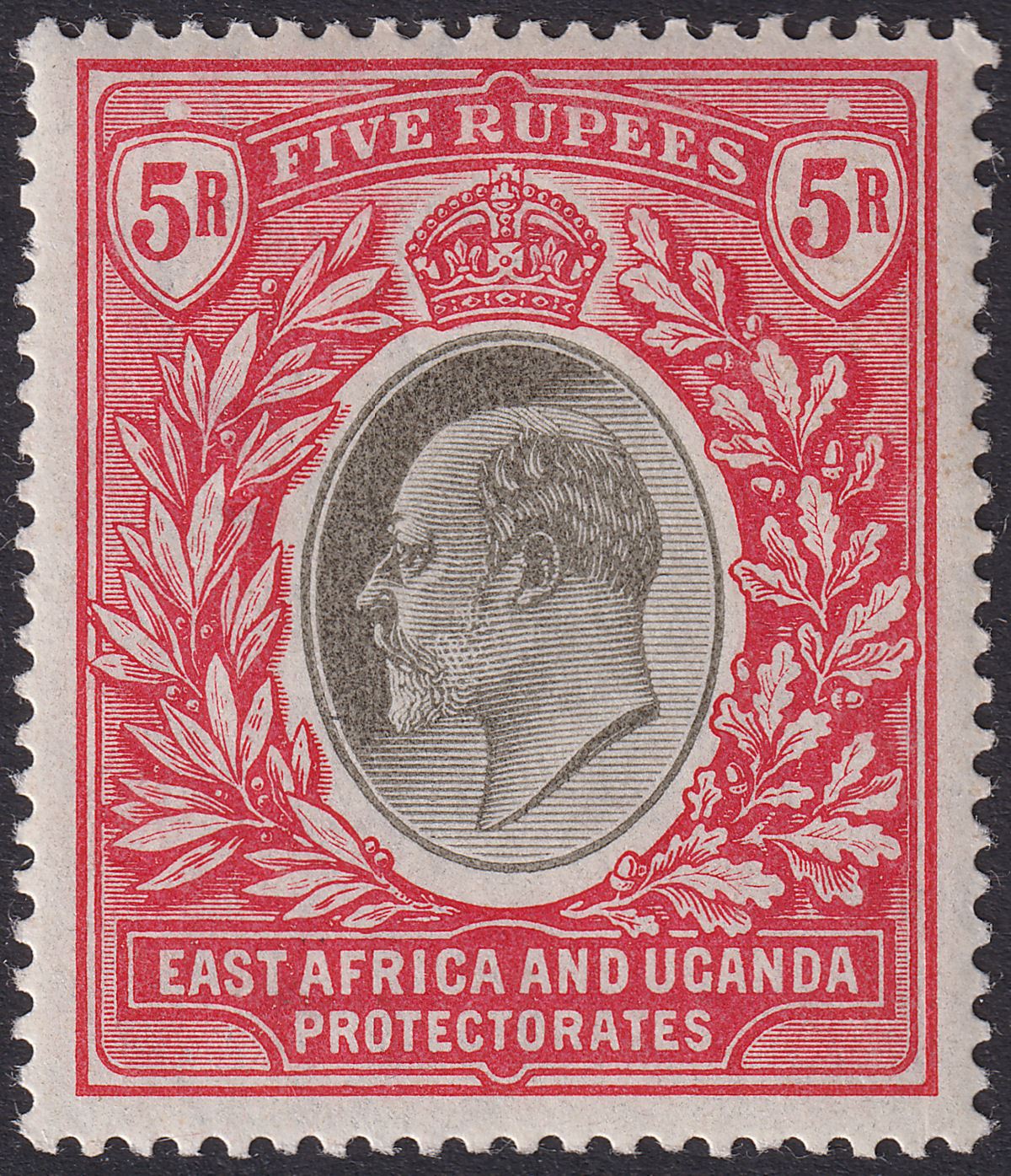 East Africa Uganda 1903 KEVII 5r Grey and Red Mint SG13 cat £250