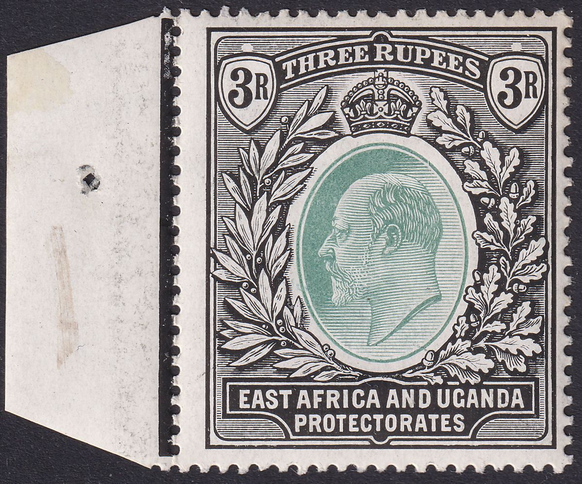 East Africa Uganda 1907 KEVII 3r Grey-Green + Black Marginal Mint SG28 cat £140