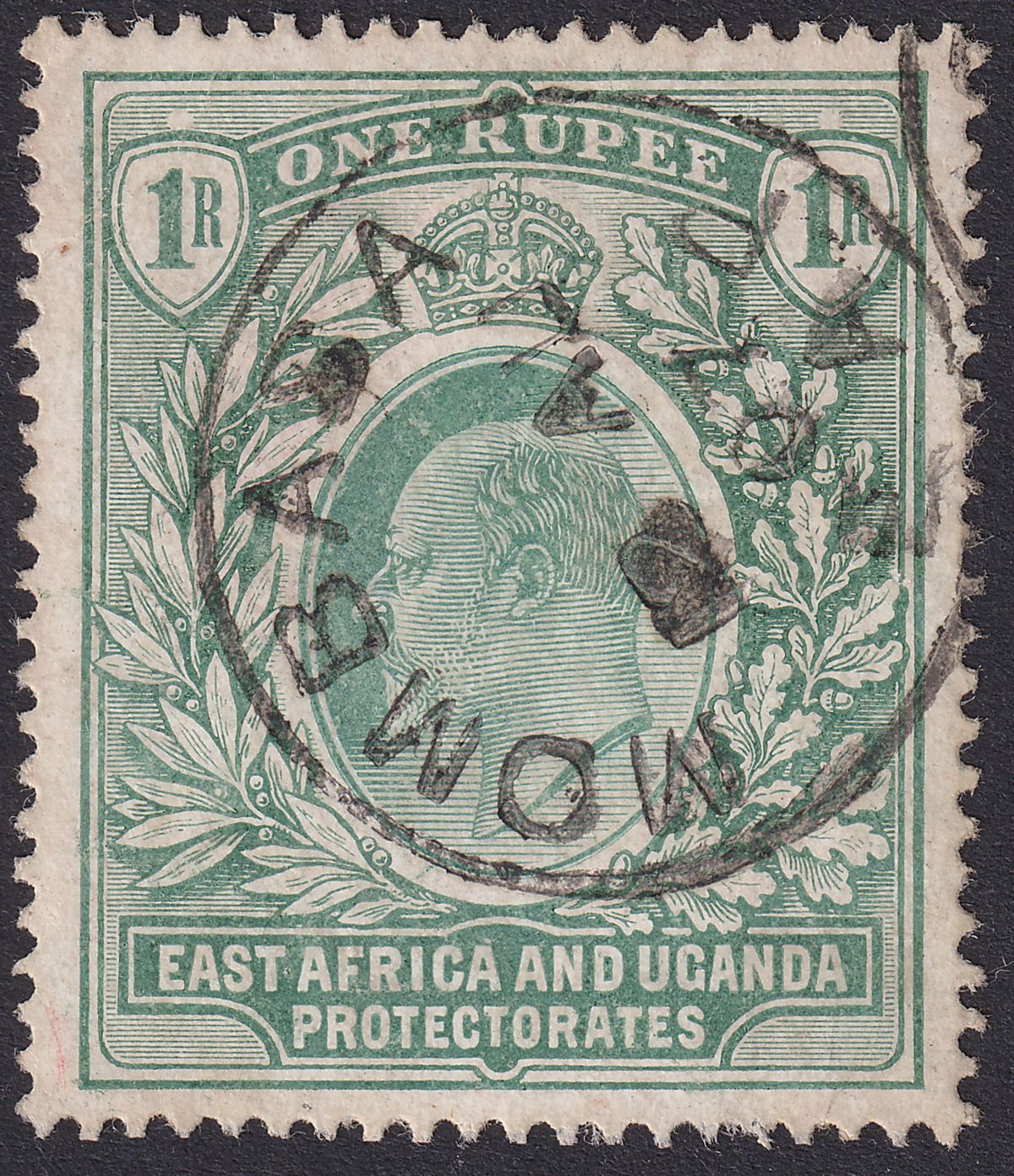 East Africa Uganda 1907 KEVII 1r Green Used SG26 cat £75