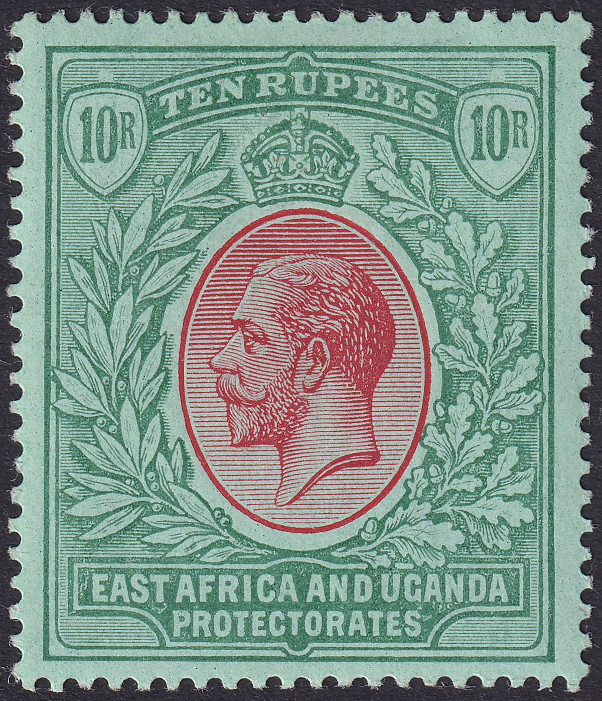 East Africa Uganda 1912 KGV 10r Red and Green on Green Mint SG58 cat £250
