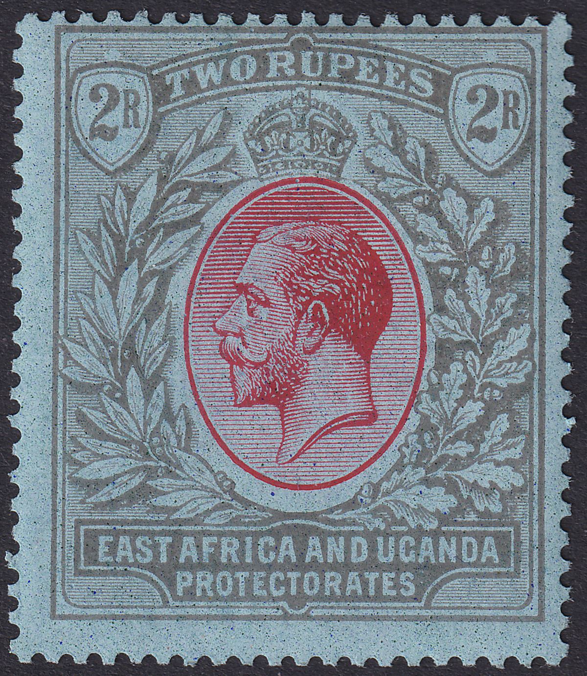 East Africa Uganda 1921 KGV 2r Red and Black on Blue Mint SG72 cat £100