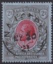 Click for more photos and details East Africa Uganda 1912 KGV 2r Red and Black on Blue Used SG54 cat £55