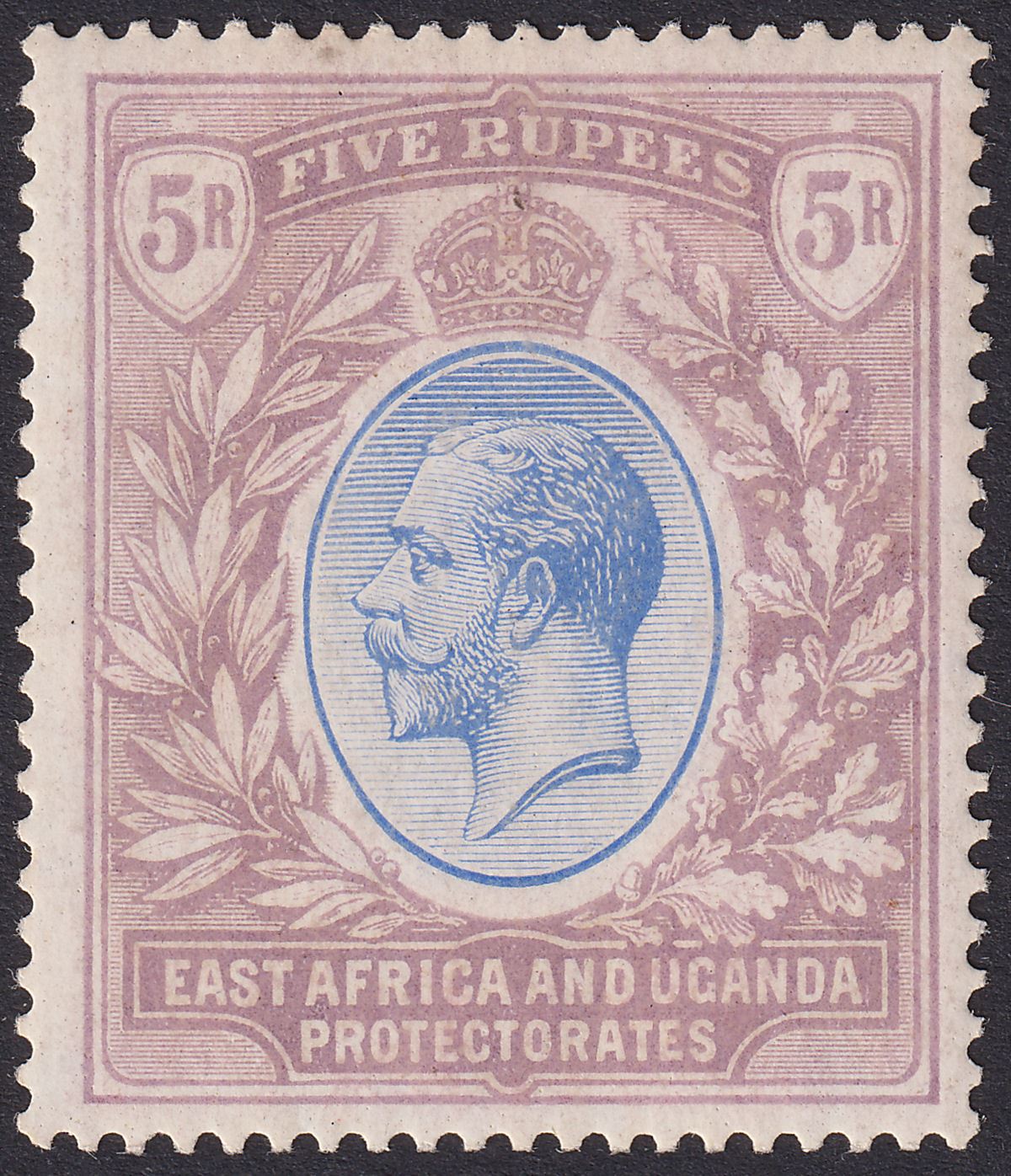 East Africa Uganda 1921 KGV 5r Blue and Dull Purple Mint SG74 cat £225