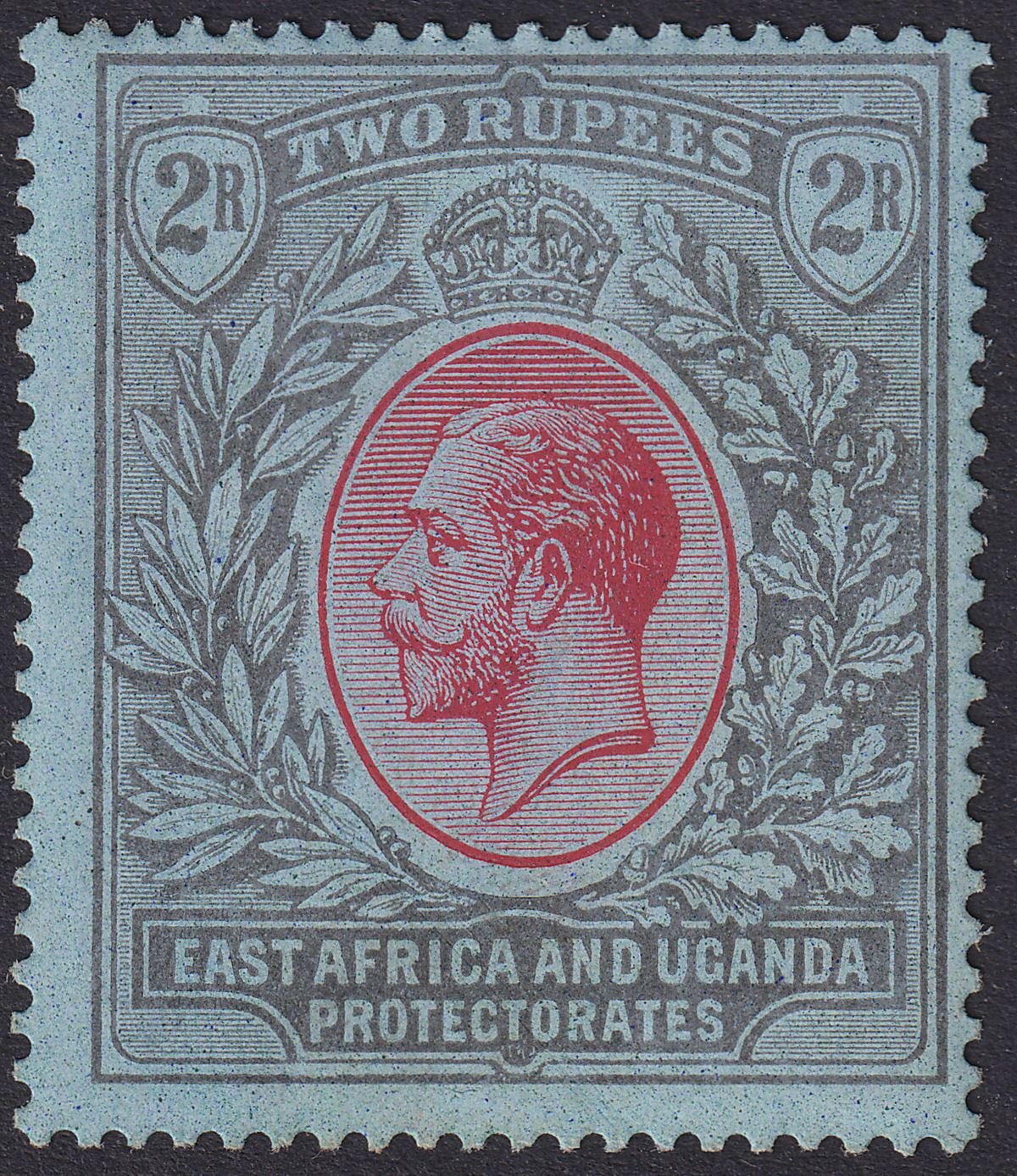 East Africa Uganda 1921 KGV 2r Red and Black on Blue Mint SG72 cat £100