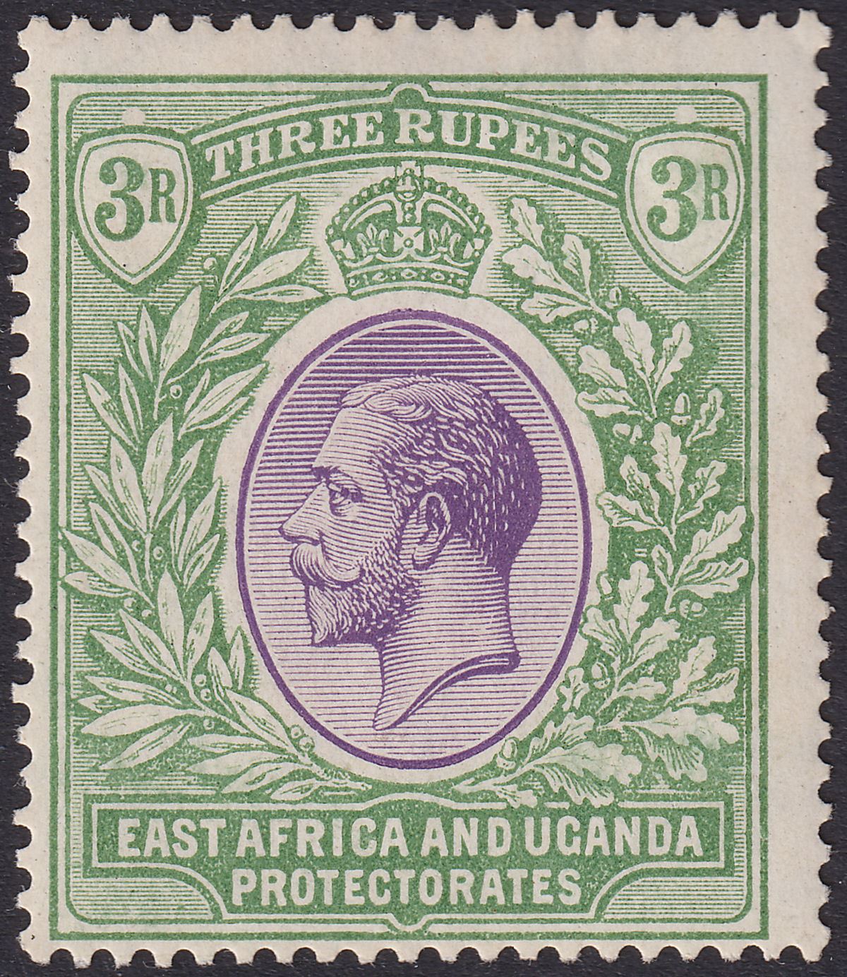 East Africa Uganda 1921 KGV 3r Violet and Green Mint SG73 cat £180 reverse tones