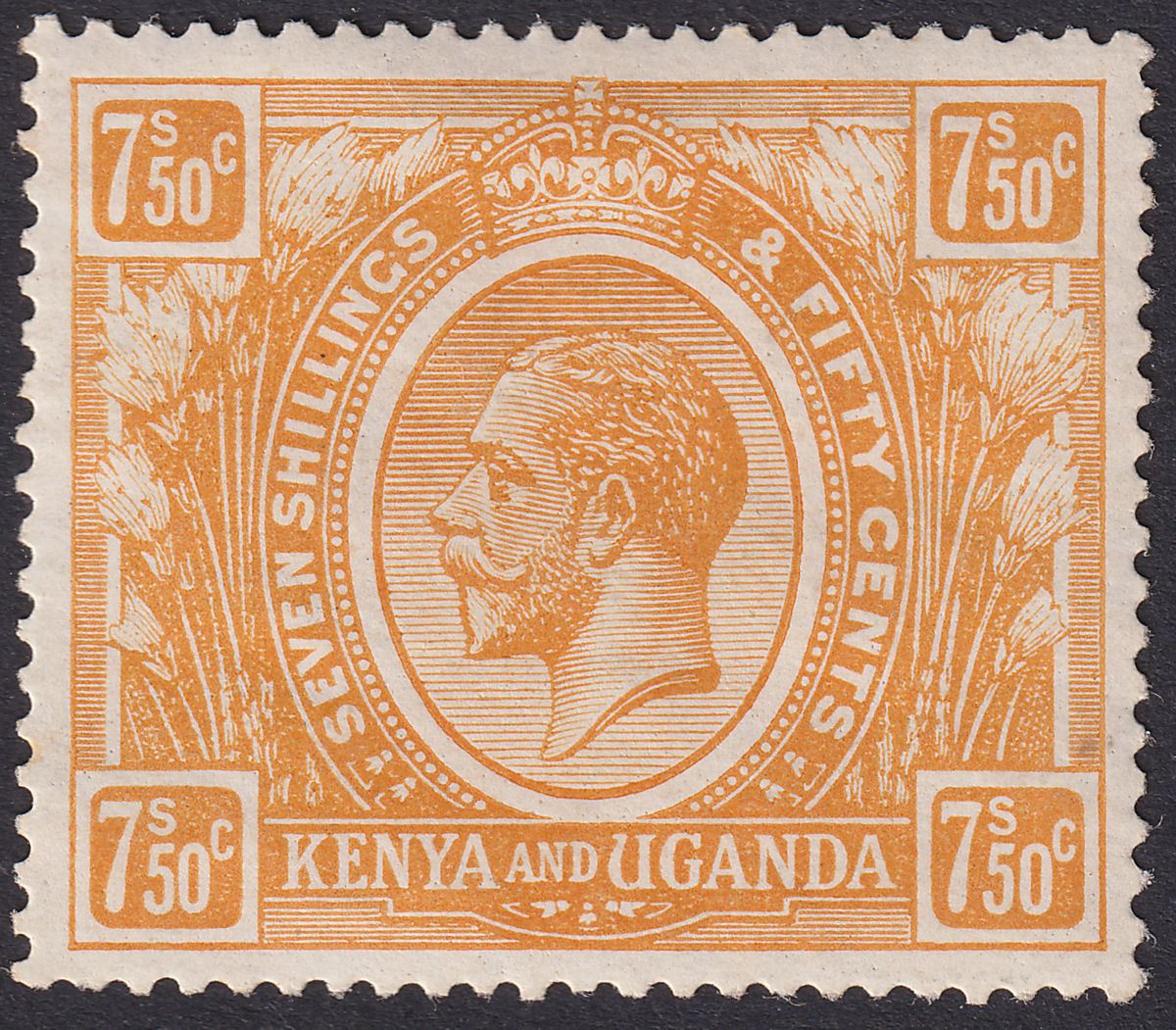 Kenya and Uganda 1925 KGV 7sh50c Orange-Yellow Mint SG93 cat £130