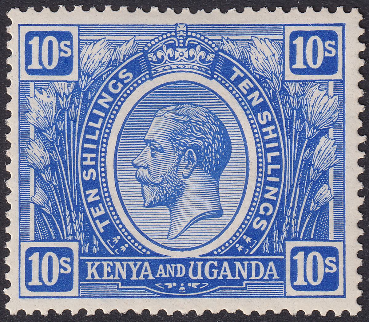Kenya and Uganda 1922 KGV 10sh Bright Blue Mint SG94 cat £90