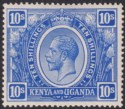 Kenya and Uganda 1922 KGV 10sh Bright Blue Mint SG94 cat £90